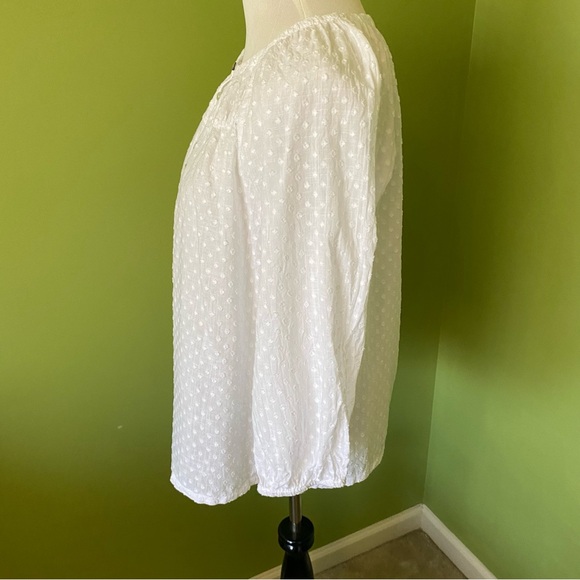 LOFT White Clip Dot Peasant Blouse - Picture 2 of 6